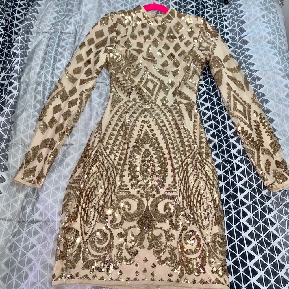 GOLD SEQUENCE DRESS